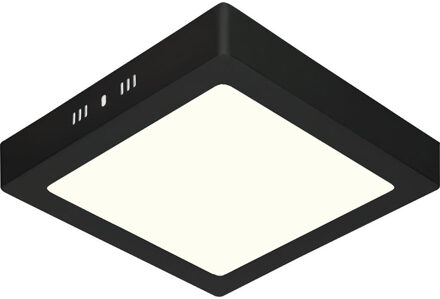 LED Downlight - 18W - Natuurlijk Wit 4200K - Mat Zwart - Opbouw - Vierkant - Aluminium - 225mm