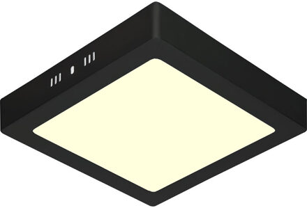 LED Downlight - 18W - Warm Wit 3000K - Mat Zwart - Opbouw - Vierkant - Aluminium - 225mm