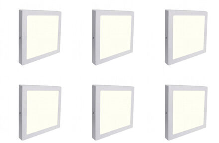 LED Downlight 6 Pack - Opbouw Vierkant 12W - Natuurlijk Wit 4200K - Mat Wit Aluminium - 170mm