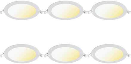 LED Downlight Inbouwspot 6 Stuks - Brinton Thin - 12W 1120lm 120° Bundelhoek - Aanpasbare Lichtkleur 3000K-4000K-6500K - IP40 - Rond - Wit - Ø170mm Buitenmaat - Ø150mm Zaagmaat Helder/Koud wit;Warm wit;Natuurlijk wit