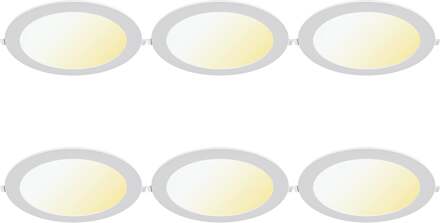 LED Downlight Inbouwspot 6 Stuks - Brinton Thin - 18W 1760lm 120° Bundelhoek - Aanpasbare Lichtkleur 3000K-4000K-6500K - IP40 - Rond - Wit - Ø229mm Buitenmaat - Ø205mm Zaagmaat Helder/Koud wit;Warm wit;Natuurlijk wit