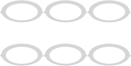 LED Downlight Inbouwspot 6 Stuks - Brinton Thin - 18W 1760lm 120° Bundelhoek - Helder/Koud Wit 6500K - IP40 - Rond - Wit - Ø229mm Buitenmaat - Ø205mm Zaagmaat