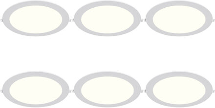 LED Downlight Inbouwspot 6 Stuks - Brinton Thin - 18W 1760lm 120° Bundelhoek - Natuurlijk Wit 4000K - IP40 - Rond - Wit - Ø229mm Buitenmaat - Ø205mm Zaagmaat