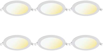 LED Downlight Inbouwspot Dimbaar 6 Stuks - Brinton Thin - 12W 1120lm 120° Bundelhoek - Aanpasbare Lichtkleur 3000K-4000K-6500K - IP40 - Rond - Wit - Ø170mm Buitenmaat - Ø150mm Zaagmaat Helder/Koud wit;Warm wit;Natuurlijk wit