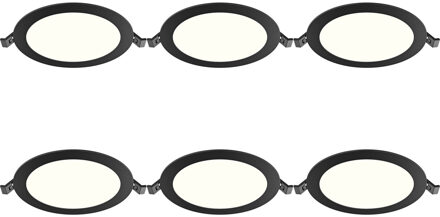 LED Downlight Inbouwspot Dimbaar 6 Stuks - Brinton Thin - 12W 1120lm 120° Bundelhoek - Natuurlijk Wit 4000K - IP40 - Rond - Zwart - Ø170mm Buitenmaat - Ø150mm Zaagmaat