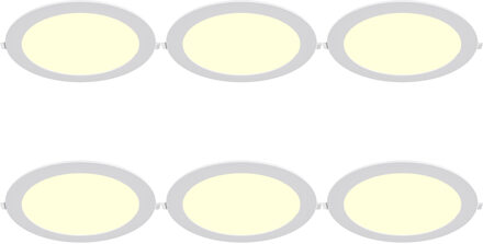 LED Downlight Inbouwspot Dimbaar 6 Stuks - Brinton Thin - 18W 1800lm 120° Bundelhoek - Warm Wit 3000K - IP40 - Rond - Wit - Ø229mm Buitenmaat - Ø205mm Zaagmaat