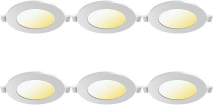 LED Downlight Inbouwspot Dimbaar 6 Stuks - Brinton Thin - 4W 280lm 120° Bundelhoek - Aanpasbare Lichtkleur 3000K-4000K-6500K - IP40 - Rond - Wit - Ø85mm Buitenmaat - Ø70mm Zaagmaat Helder/Koud wit;Warm wit;Natuurlijk wit