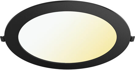LED Downlight Inbouwspot Dimbaar - Brinton Thin - 18W 1800lm 120° Bundelhoek - Aanpasbare Lichtkleur 3000K-4000K-6500K - IP40 - Rond - Zwart - Ø229mm Buitenmaat - Ø205mm Zaagmaat Helder/Koud wit;Warm wit;Natuurlijk wit