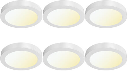 LED Downlight Opbouwspot - LED Paneel Slim 6 Stuks - Brinton Thin - 24W 2400lm 120° Bundelhoek - Aanpasbare Lichtkleur 3000K-4000K-6500K - IP40 - Rond - Wit - Ø300mm Helder/Koud wit;Warm wit;Natuurlijk wit