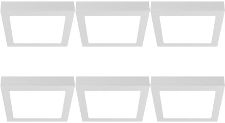 LED Downlight Opbouwspot - LED Paneel Slim 6 Stuks - Brinton Thin - 24W 2400lm 120° Bundelhoek - Helder/Koud Wit 6500K - IP40 - Vierkant - Wit - 272x272mm
