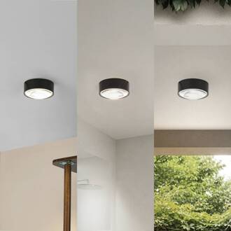 LED downlight Siaka, zwart, metaal, Ø 5 cm, IP65 zwart, transparant