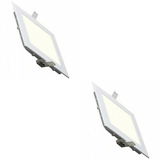 LED Downlight Slim 2 Pack - Inbouw Vierkant 15W - Natuurlijk Wit 4200K - Mat Wit Aluminium - 195mm