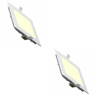 LED Downlight Slim 2 Pack - Inbouw Vierkant 18W - Warm Wit 2700K - Mat Wit Aluminium - 225mm