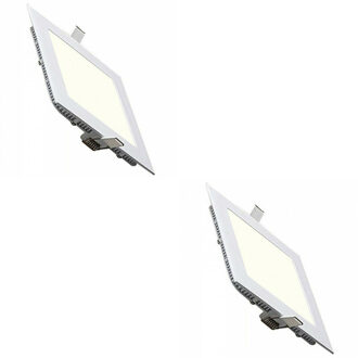 LED Downlight Slim 2 Pack - Inbouw Vierkant 3W - Natuurlijk Wit 4200K - Mat Wit Aluminium - 89mm