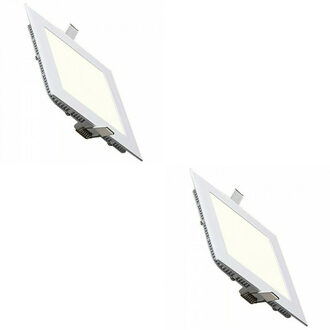 LED Downlight Slim 2 Pack - Inbouw Vierkant 6W - Natuurlijk Wit 4200K - Mat Wit Aluminium - 113.5mm