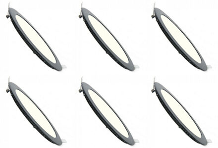 LED Downlight Slim 6 Pack - Inbouw - 3W - Dimbaar - Natuurlijk Wit 4200K - Rond - Mat Zwart - Aluminium - Ø90mmm