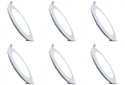 LED Downlight Slim 6 Pack - Inbouw - 6W - Helder/Koud Wit 6400K - Rond - Mat Wit - Aluminium - Ø120mm