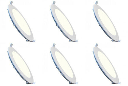 LED Downlight Slim 6 Pack - Inbouw Rond 12W - Natuurlijk Wit 4200K - Mat Wit Aluminium - Ø170mm