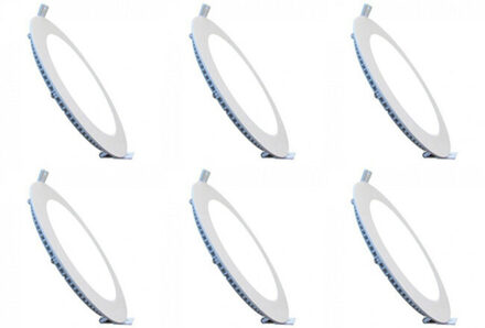 LED Downlight Slim 6 Pack - Inbouw Rond 3W - Dimbaar - Helder/Koud Wit 6400K - Mat Wit Aluminium - Ø83mm