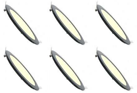 LED Downlight Slim 6 Pack - Inbouw Rond 3W - Dimbaar - Warm Wit 2700K - Mat Zwart Aluminium - Ø83mm