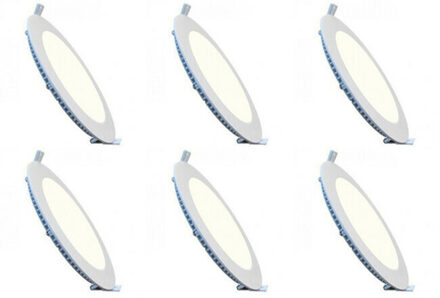 LED Downlight Slim 6 Pack - Inbouw Rond 3W - Natuurlijk Wit 4200K - Mat Wit Aluminium - Ø83mm