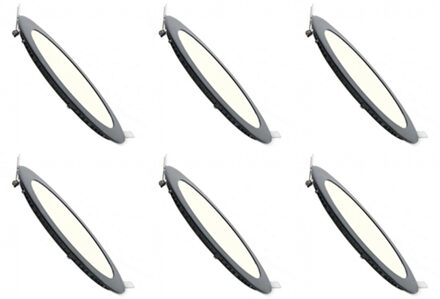 LED Downlight Slim 6 Pack - Inbouw Rond 3W - Natuurlijk Wit 4200K - Mat Zwart Aluminium - Ø83mm