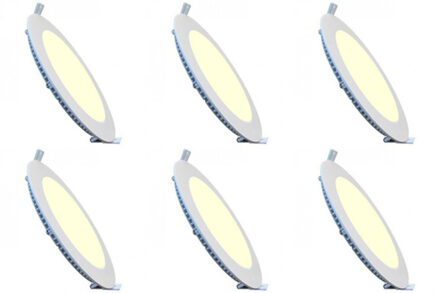 LED Downlight Slim 6 Pack - Inbouw Rond 3W - Warm Wit 2700K - Mat Wit Aluminium - Ø83mm