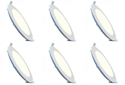 LED Downlight Slim 6 Pack - Inbouw Rond 6W - Dimbaar - Natuurlijk Wit 4200K - Mat Wit Aluminium - Ø120mm