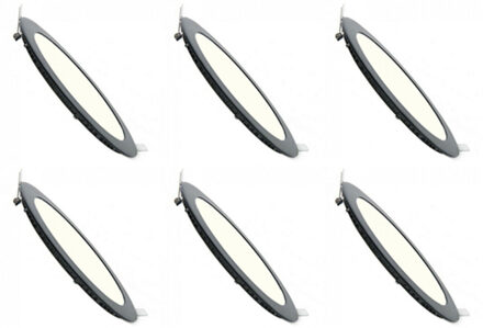 LED Downlight Slim 6 Pack - Inbouw Rond 6W - Dimbaar - Natuurlijk Wit 4200K - Mat Zwart Aluminium - Ø120mm