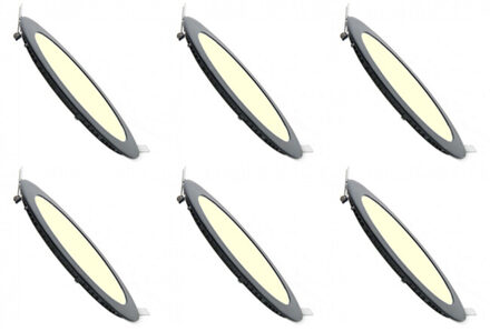 LED Downlight Slim 6 Pack - Inbouw Rond 6W - Warm Wit 3000K - Mat Zwart Aluminium - Ø120mm