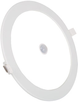 Led Downlight Slim - Aigi - Pir Bewegingssensor 360° - Inbouw Rond 12w - Helder/koud Wit 6000k - Mat Wit - Ø170mm