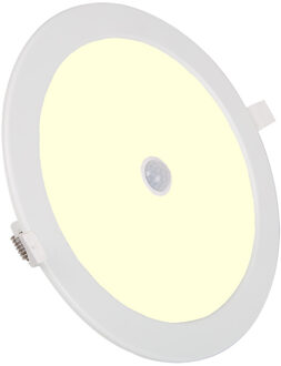 Led Downlight Slim - Aigi - Pir Bewegingssensor 360° - Inbouw Rond 12w - Warm Wit 3000k - Mat Wit - Ø170mm