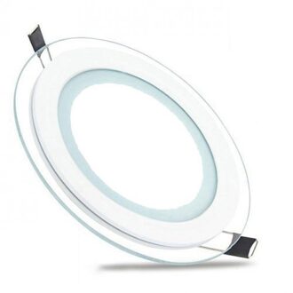 LED Downlight Slim - Inbouw Rond 12W - Helder/Koud Wit 6400K - Mat Wit Glas - Ø160mm Transparant