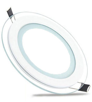 LED Downlight Slim - Inbouw Rond 6W - Helder/Koud Wit 6400K - Mat Wit Glas - Ø96mm Transparant