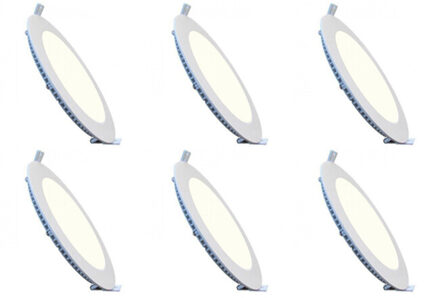 LED Downlight Slim Pro 6 Pack - Aigi - Inbouw Rond 20W - Natuurlijk Wit 4000K - Mat Wit - Ø240mm