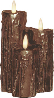 LED druipkaarsen - 3x - brons - 16 x 11 cm