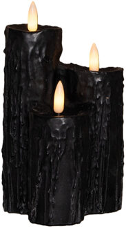 LED druipkaarsen - 3x - zwart - 16 x 11 cm