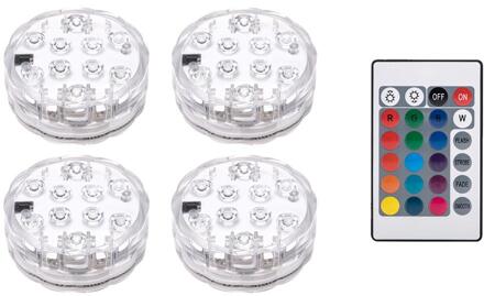 Led Duiken Knop Licht Aquarium Waterdichte Licht Kleurrijke Onderwater Afstandsbediening Licht Voor Zoutwater Zoetwater Vis 4stk