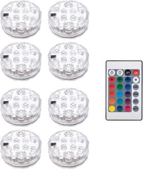Led Duiken Knop Licht Aquarium Waterdichte Licht Kleurrijke Onderwater Afstandsbediening Licht Voor Zoutwater Zoetwater Vis 8stk