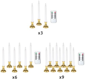Led Elektrische Vlamloze Taper Venster Kaars Licht Met Afstandsbediening Home Decor 9stk