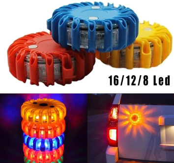 LED Emergency Car Flashlight Battery Powered Flashing Warning Night Lights Roadside Disc Beacon Red Yellow Road Magnetic Lamp