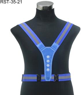 Led Fietsen Vest Signaal Vest Verstelbare Reflecterende Waarschuwing Vest Gear Signaal Night Sport Veiligheid Fietsen Reflecterende Riem Blauw