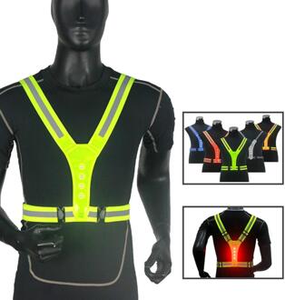 Led Fietsen Vest Signaal Vest Verstelbare Reflecterende Waarschuwing Vest Gear Signaal Night Sport Veiligheid Fietsen Reflecterende Riem geel