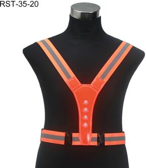 Led Fietsen Vest Signaal Vest Verstelbare Reflecterende Waarschuwing Vest Gear Signaal Night Sport Veiligheid Fietsen Reflecterende Riem Oranje