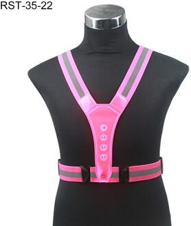 Led Fietsen Vest Signaal Vest Verstelbare Reflecterende Waarschuwing Vest Gear Signaal Night Sport Veiligheid Fietsen Reflecterende Riem Roze