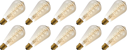 | LED filament | Grote fitting E27 | Edison lamp | Goud | 64mm | 4W | 10 stuks