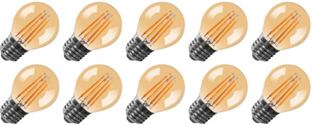 | LED filament | Grote fitting E27 | Kogellamp | Goud | 45mm | 4W | 10 stuks