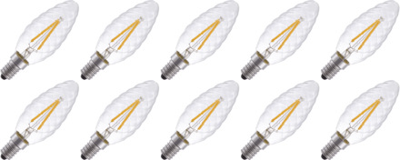 | LED filament | Kleine fitting E14 | Kaarslamp gedraaid | Helder | 35mm | 2W | 10 stuks