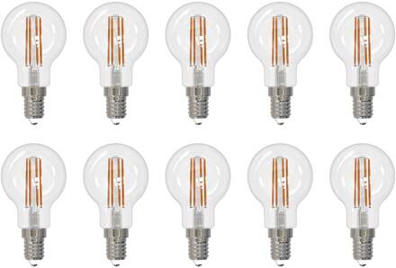 LED filament lamp E14 G45, set van 10, 2700 K transparant