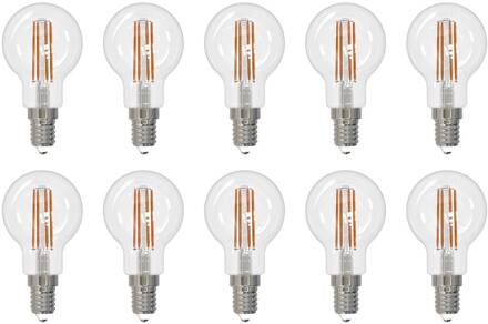 LED filament lamp E14 G45, set van 10, 4000 K transparant